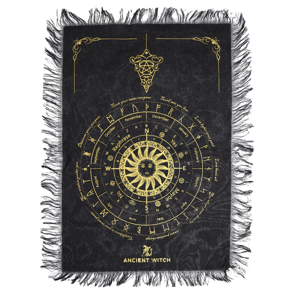 Ancient Witch Pendulum Divination Cloth with Sun Face Design