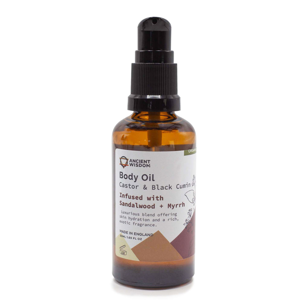 Organic Body Oil 50ml Sandalwood and Myrrh for Skin Hydration