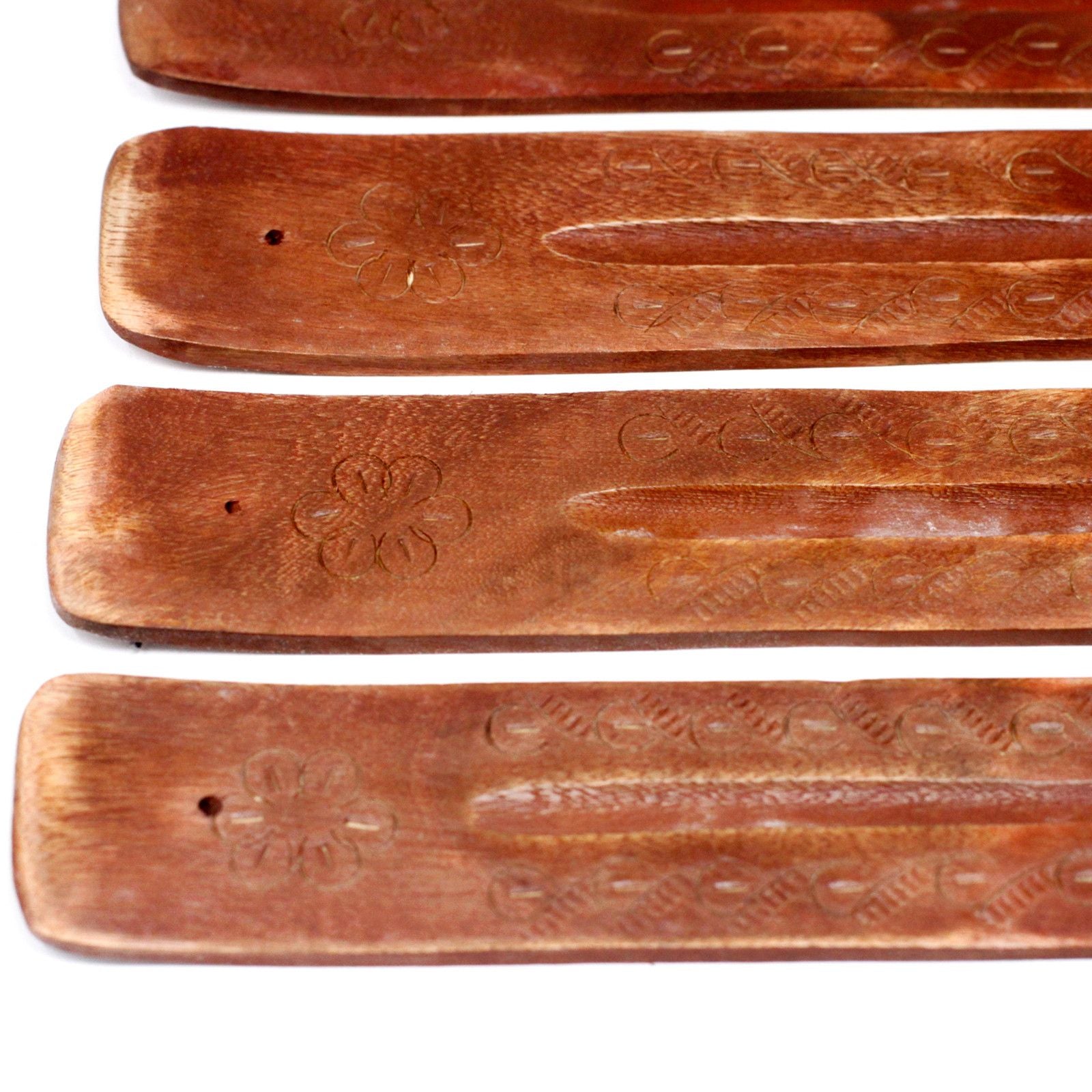 Carved Mango Wood Ashcatcher 10 Inch for Incense Enthusiasts