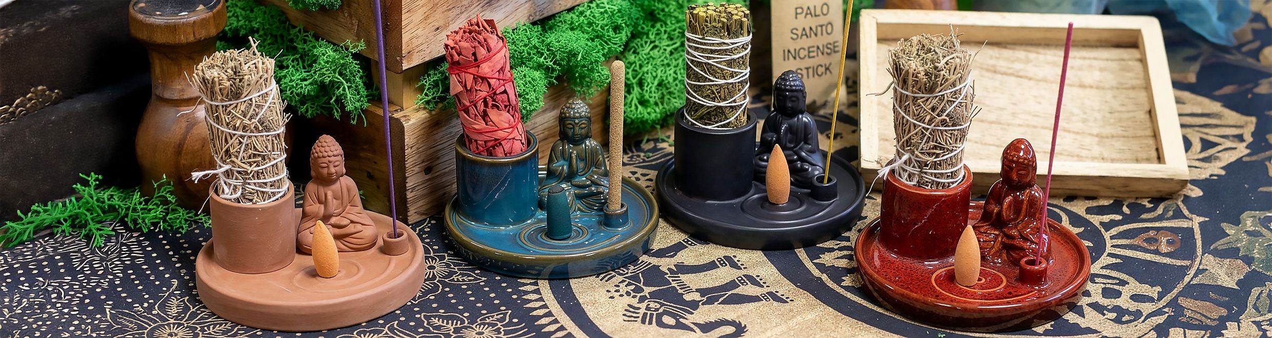 Multi Purpose Buddha Incense Plate with Natural Terracotta Design