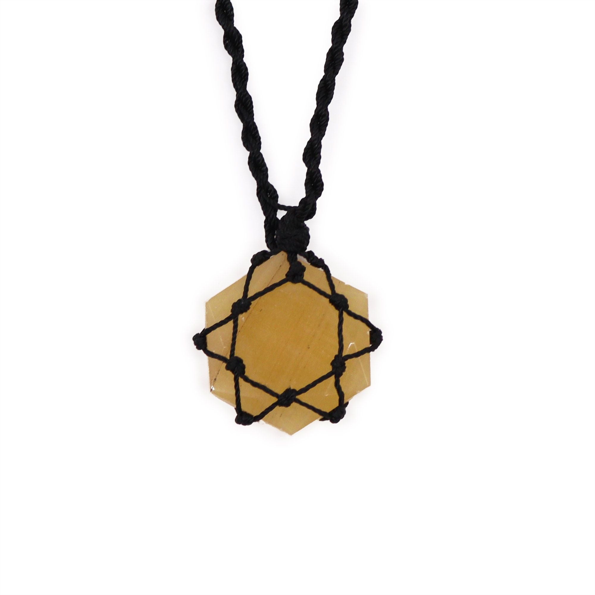 Laced Gemstone Hexagon Pendant with Radiant Yellow Quartz