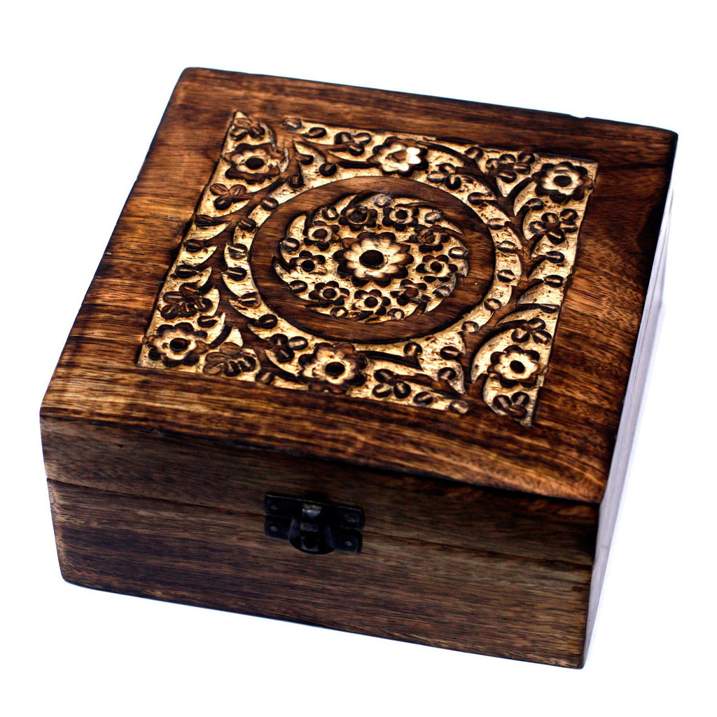 Mango Aromatherapy Box with Floral Design for 25 Essential Oils