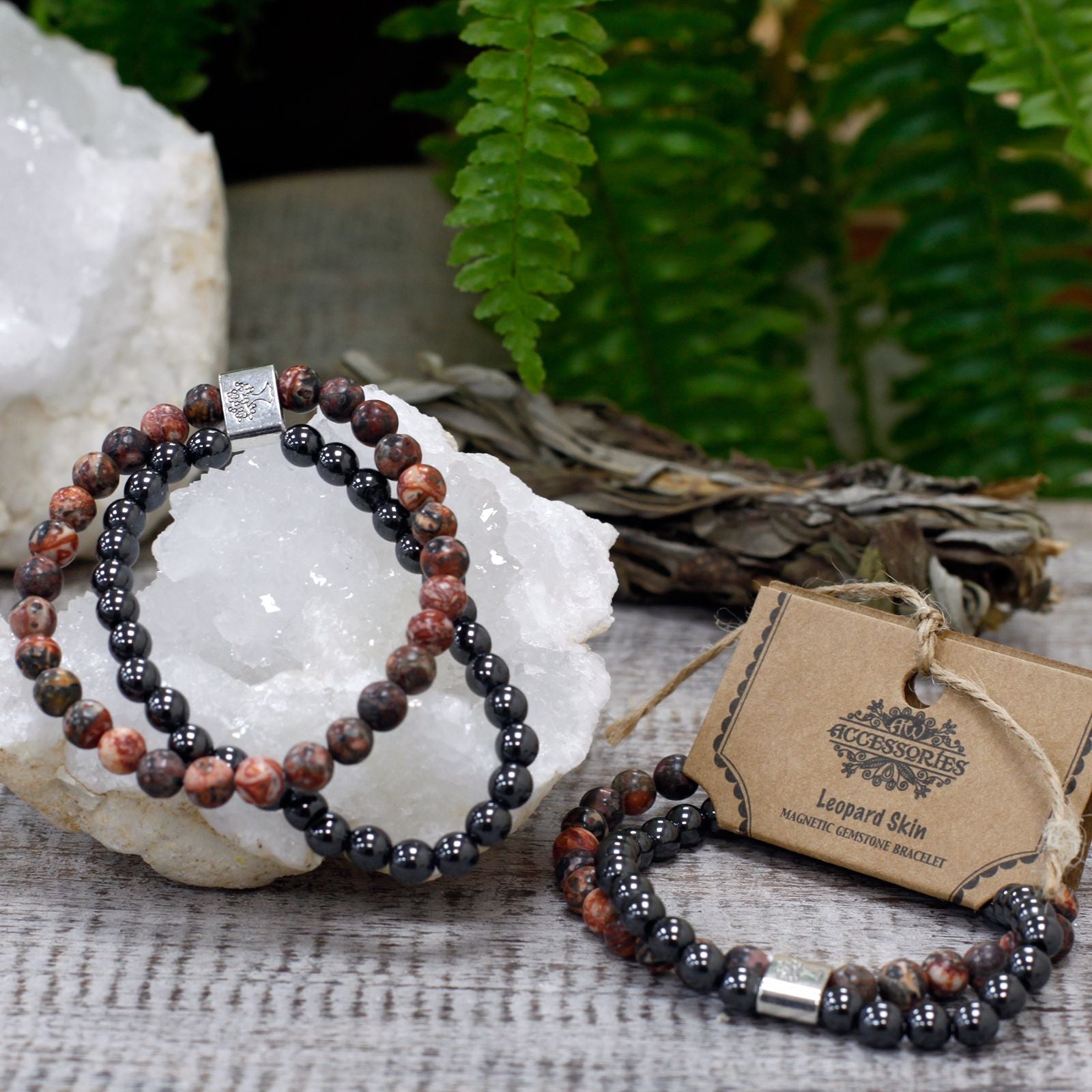 Magnetic Gemstone Bracelet in Leopard Skin for Fashion Appeal