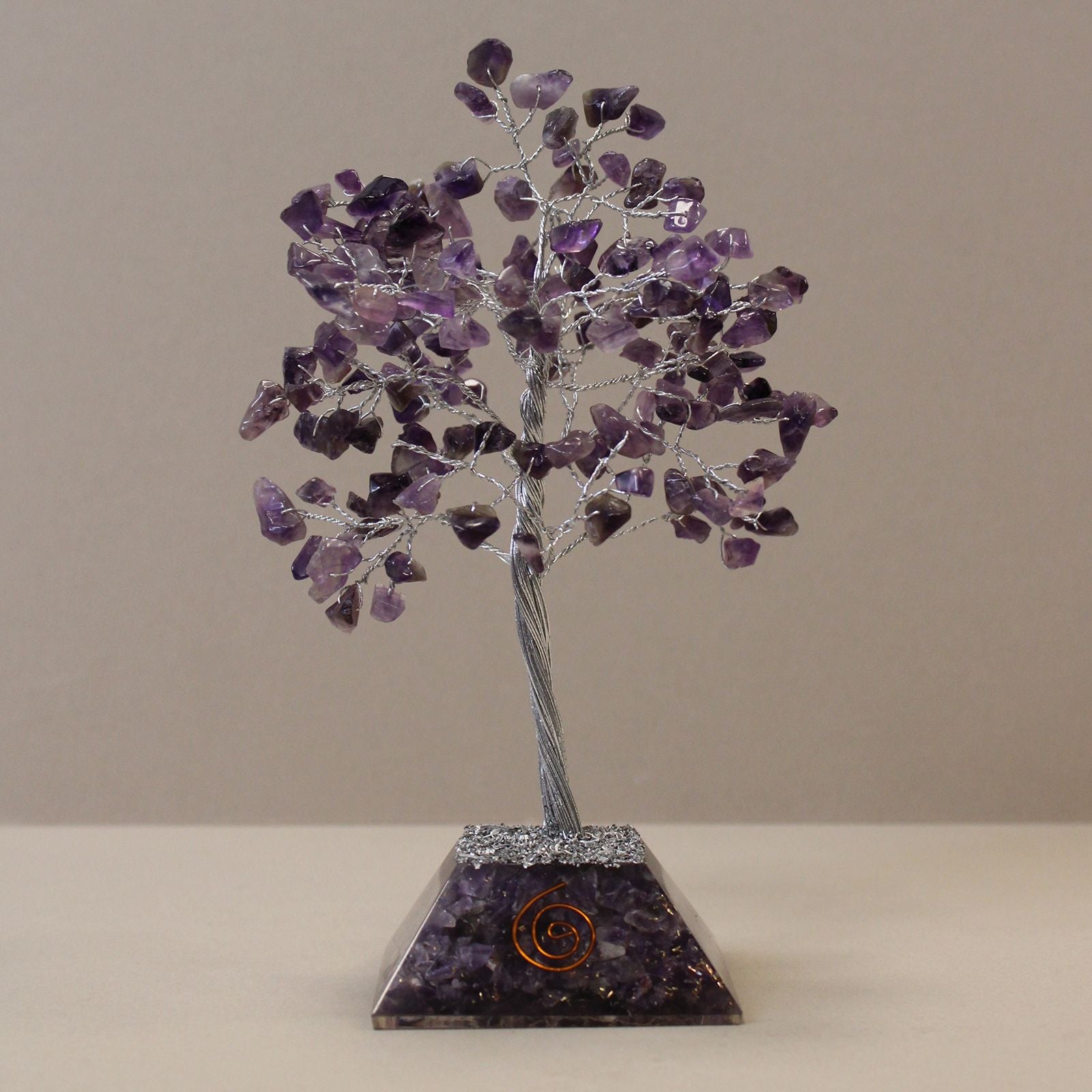 Amethyst Gemstone Tree with Orgonite Base for Home Decor