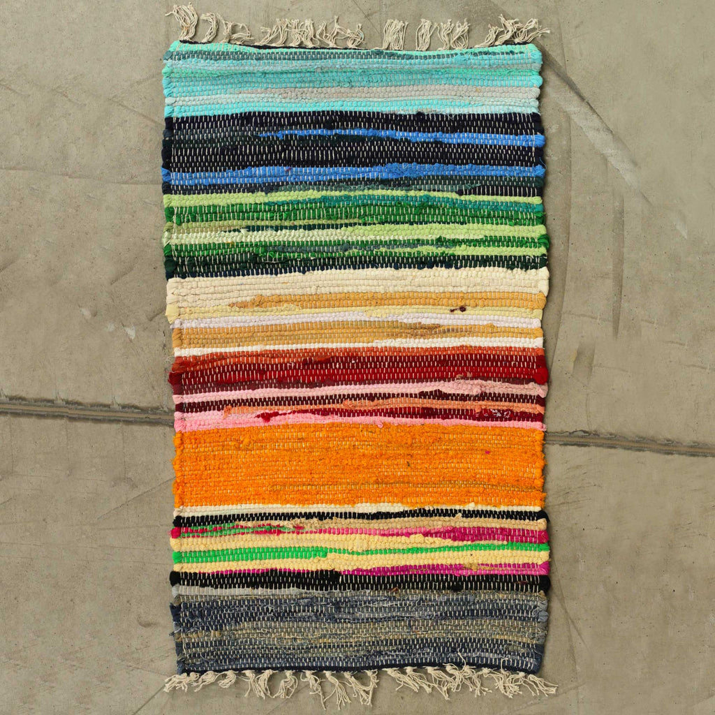 Large Rag Rug in Vibrant Rainbow Colours for Home Decor 150x90cm