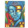 Buddha Painting Blue and Gold Flower Artwork for Vibrant Spaces
