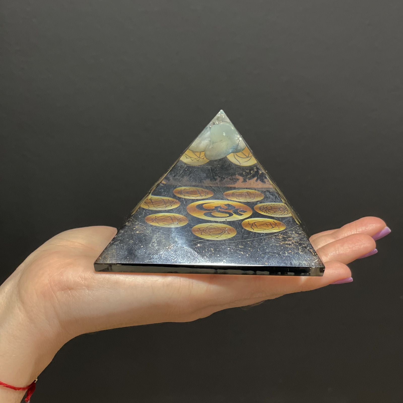 Orgonite Pyramid Midnight Om Chakra Unique Decorative Home Accent