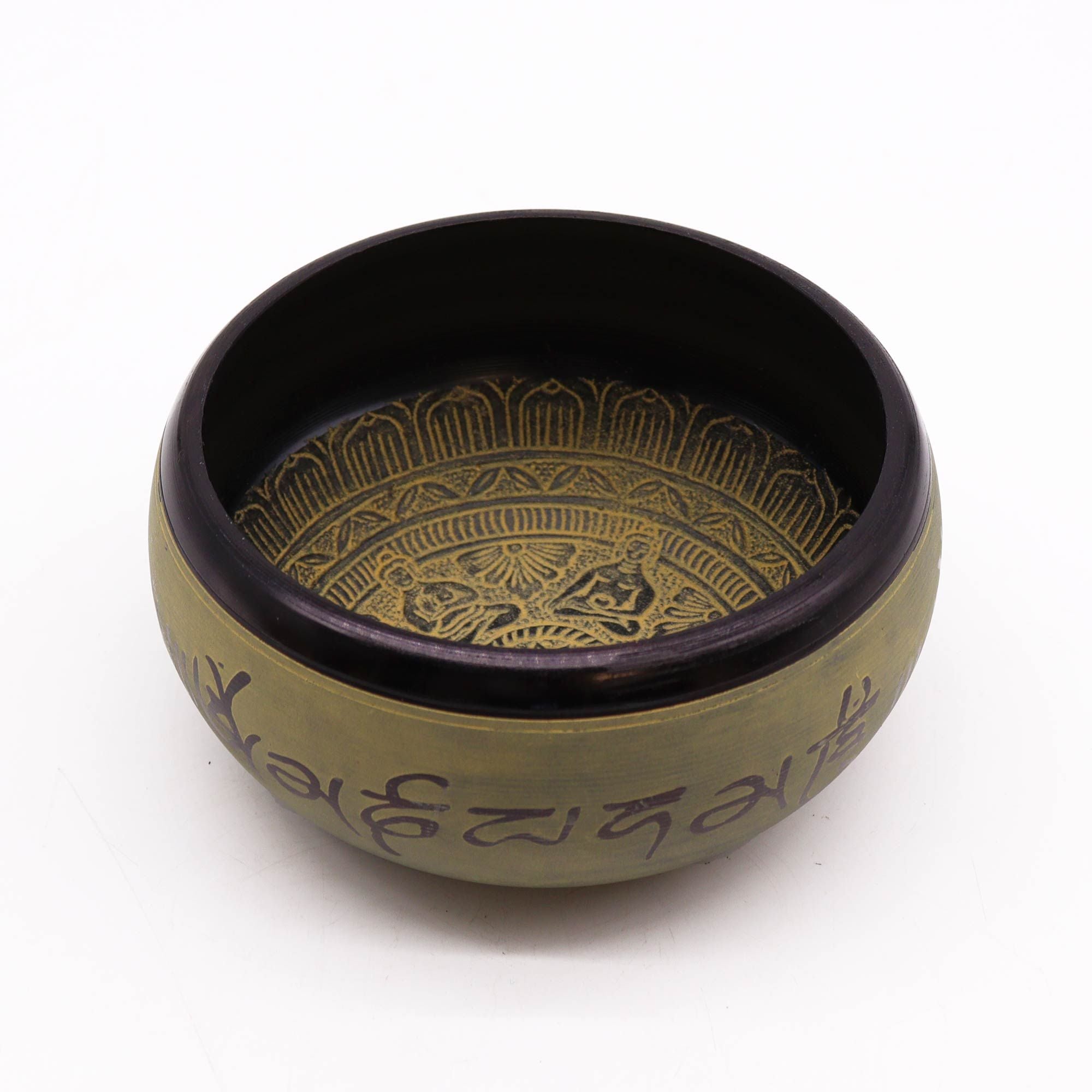 Earth Powder Singing Bowl with Mantra Five Buddha Design 16cm