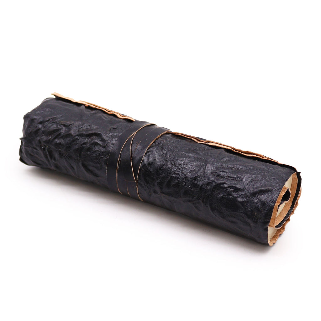 Rolled Leather Travel Notebook with 96 Pages in Black Elegance