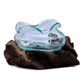 Molten Glass Wavy Bowl on Wood 18cm for Unique Home Décor