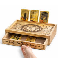 Sun Moon Carved Tarot Box with Drawer