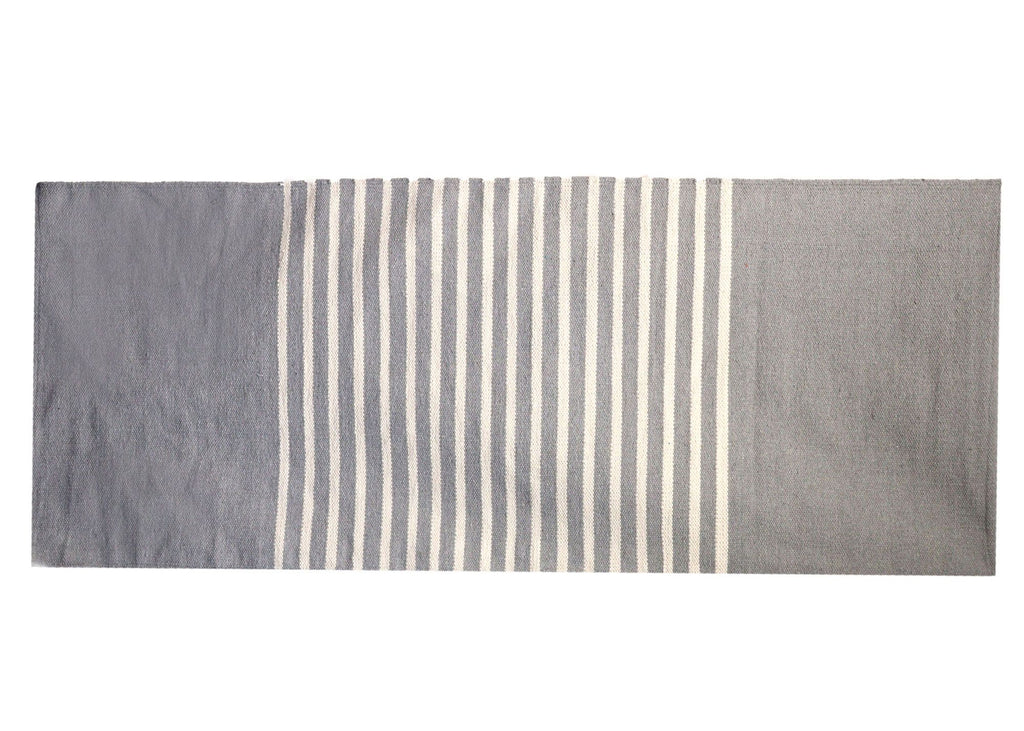 Stylish Grey Indian Cotton Rug 70x170cm for Home and Yoga Use