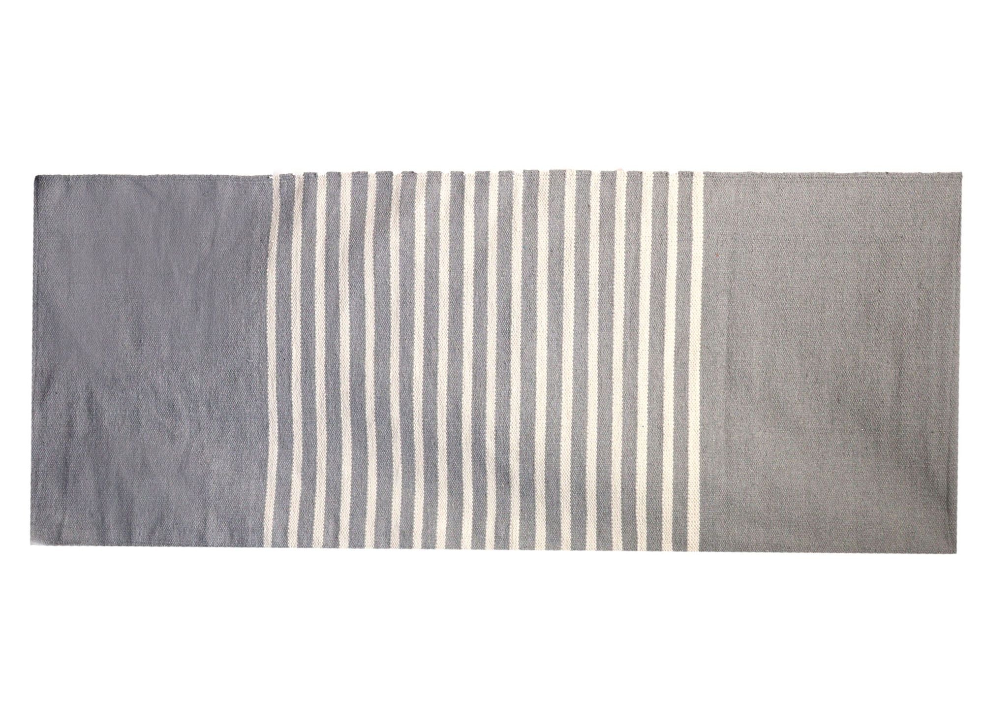 Stylish Grey Indian Cotton Rug 70x170cm for Home and Yoga Use