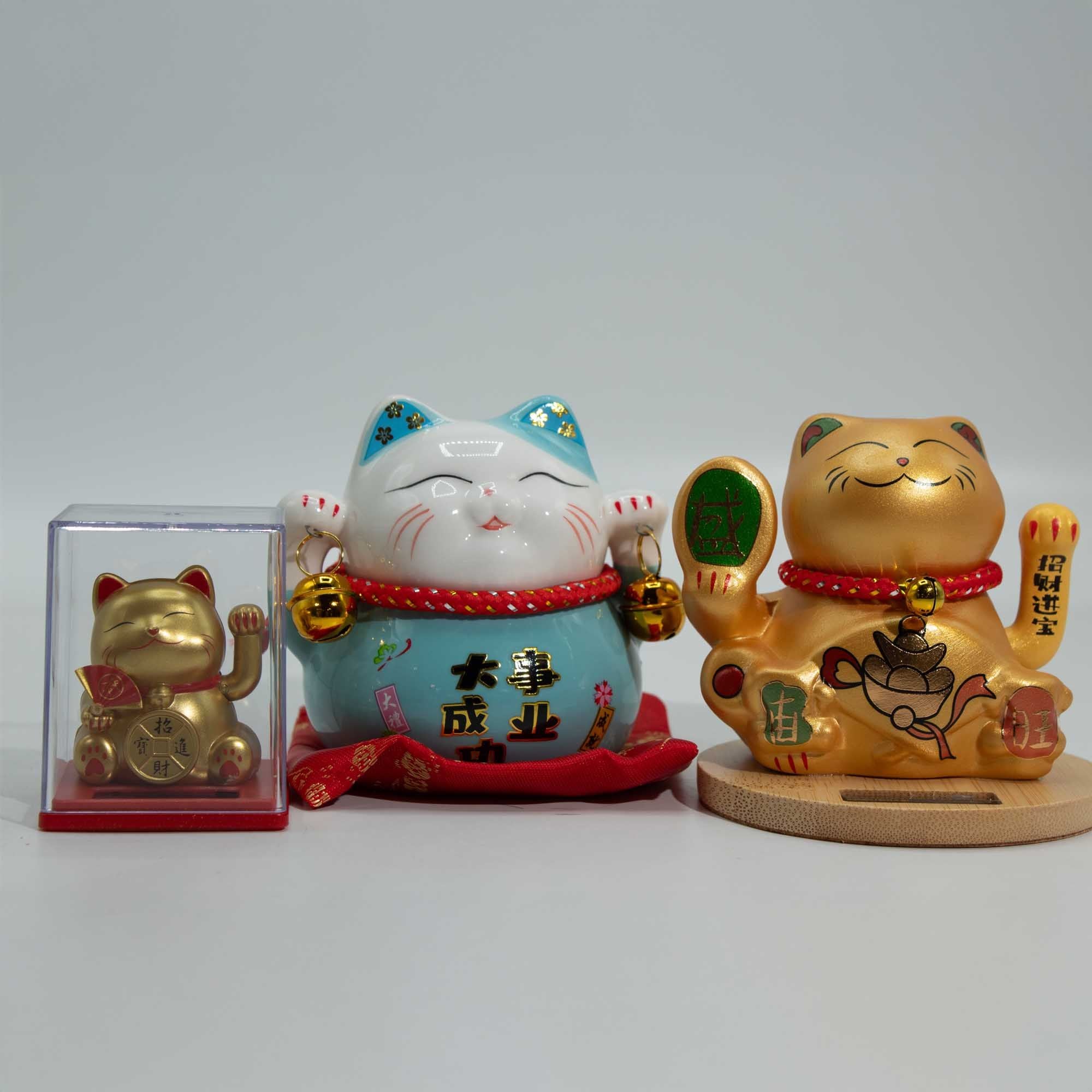 Mini Solar Powered Money Cat in Box Charming White Decorative Piece