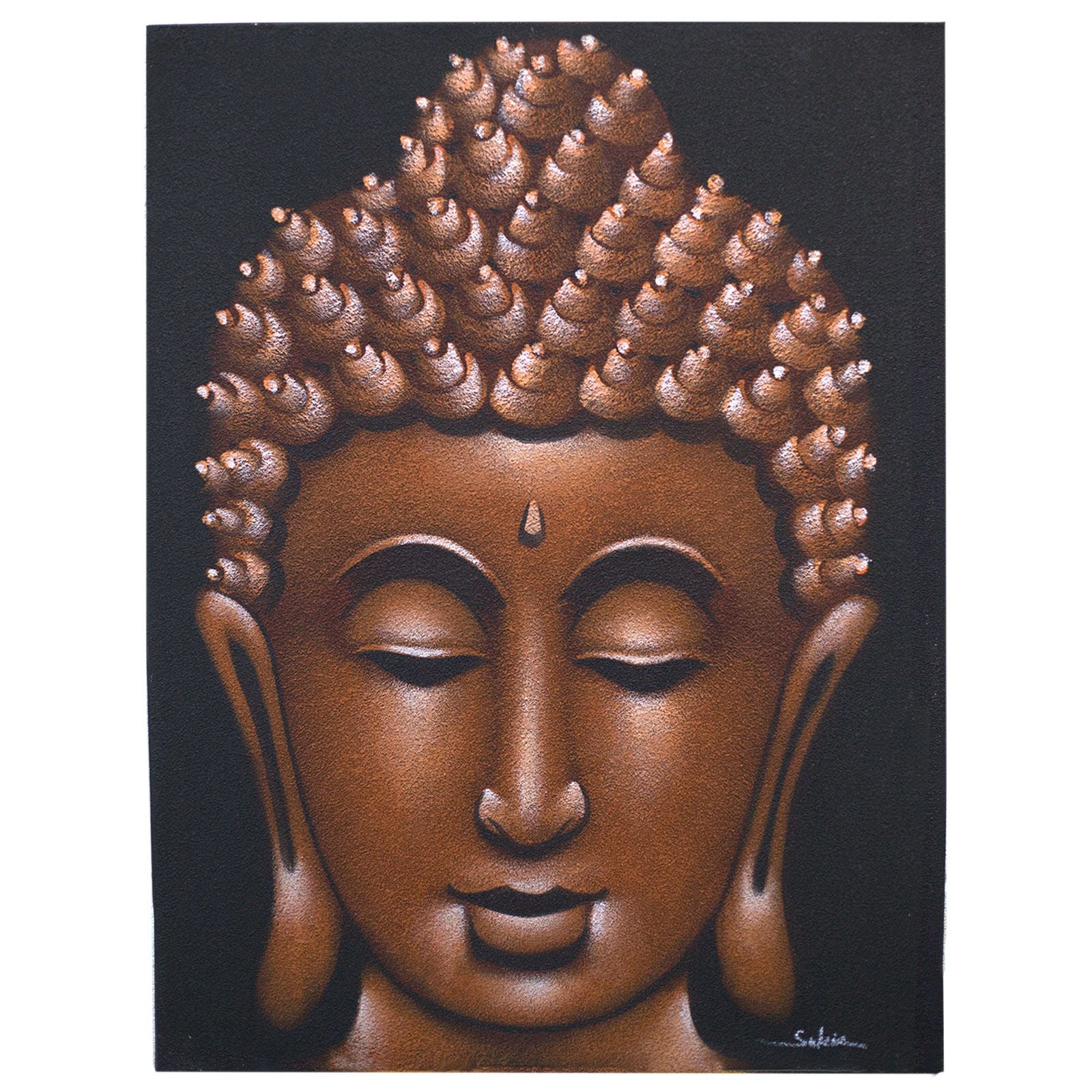 Buddha Painting in Copper Sand Finish for Elegant Home Decor