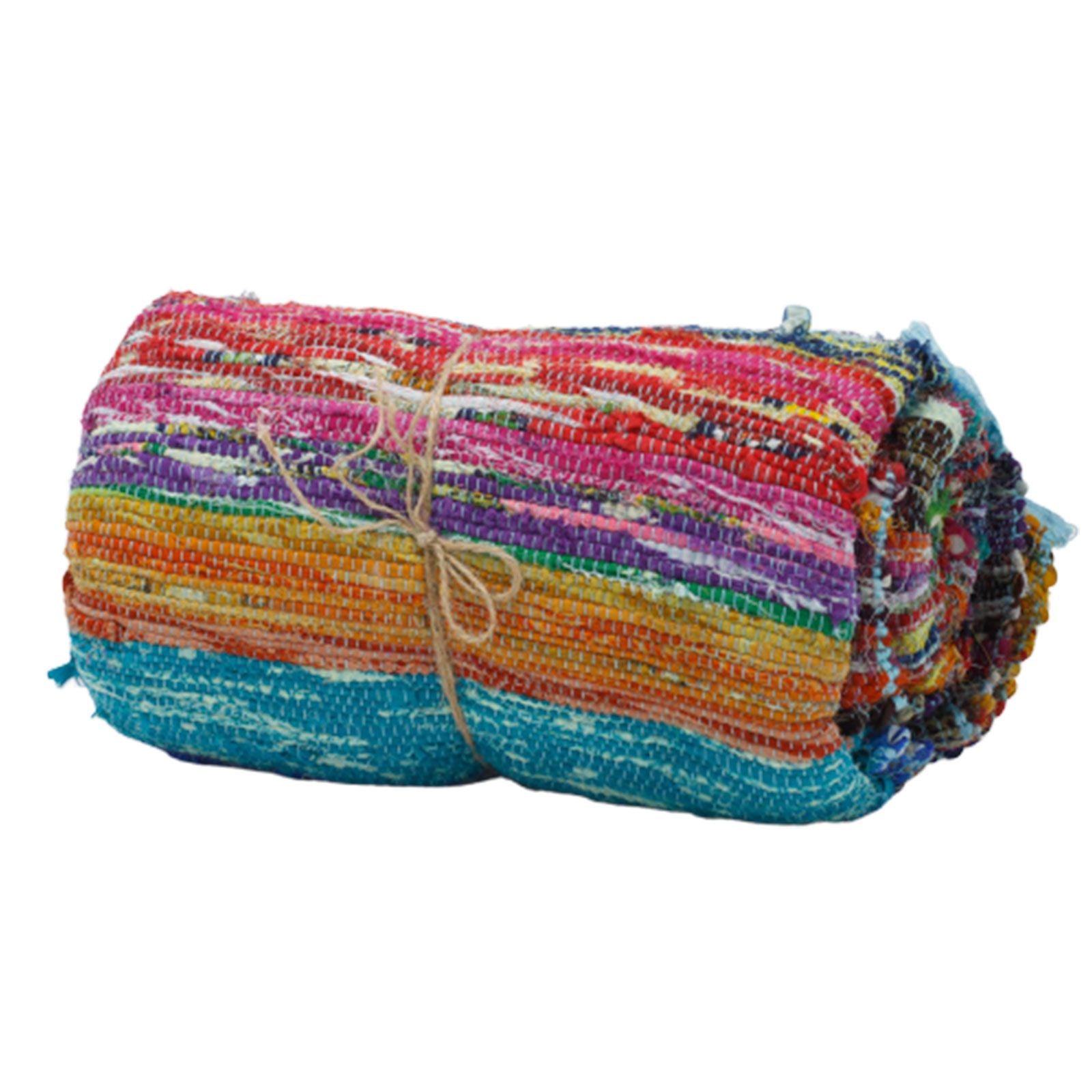 153 x 90cm Blue Luxury Rag Rug for Stylish Home Decor