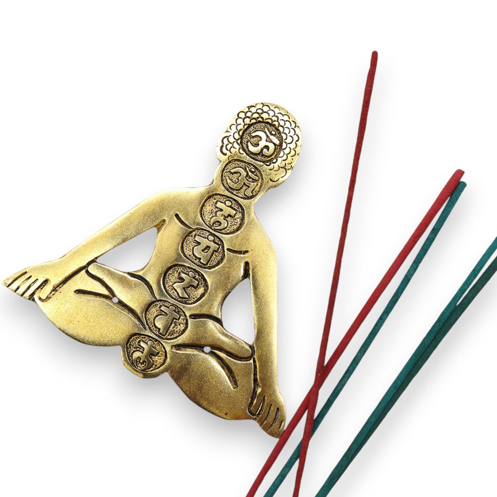 Gold Aluminium Seven Chakra Yoga Incense Holder for Serenity