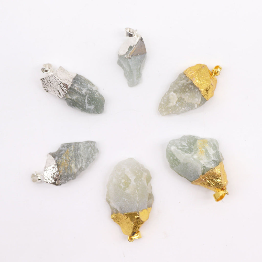 Gemstone Indian Jade Gold & Silver Plated Pendants 6 Assorted