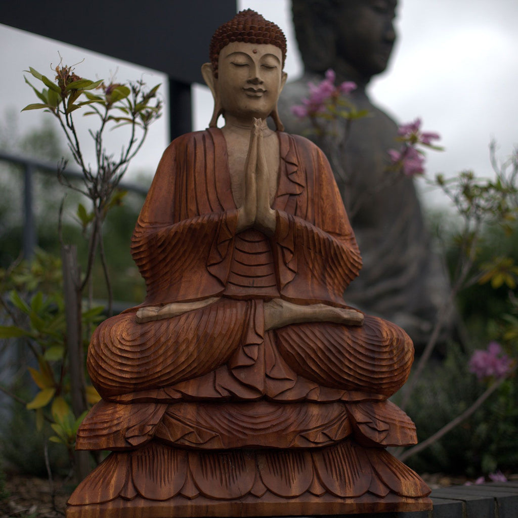 Hand Carved Buddha Statue 80cm Welcome for Home Decor