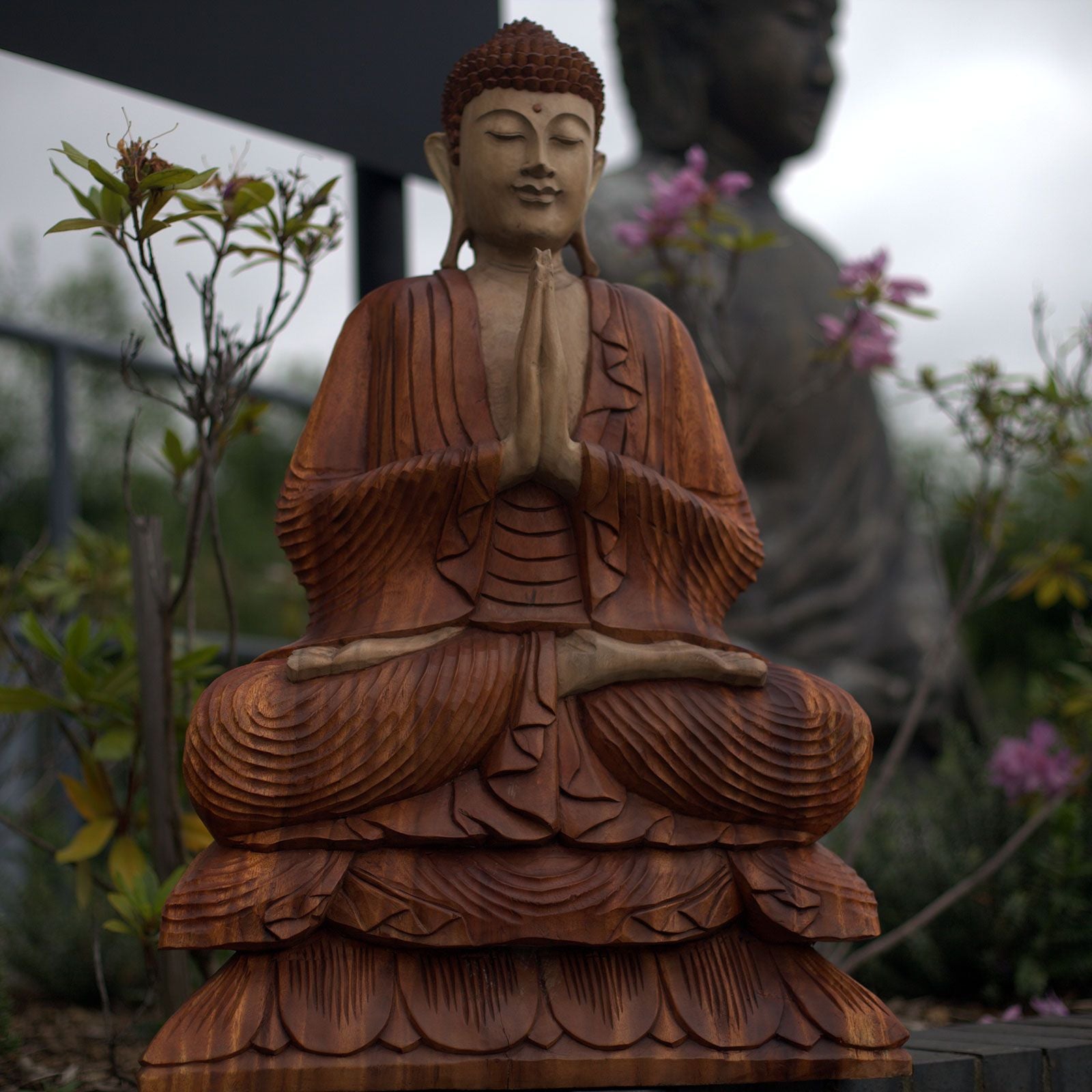 Hand Carved Buddha Statue 80cm Welcome for Home Decor