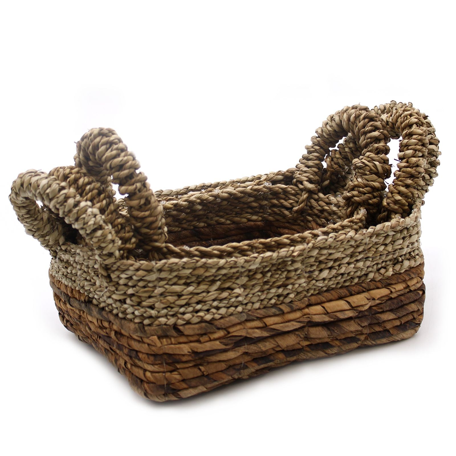 Banana Leaf and Seagrass Square Basket Set of 3 for Storage