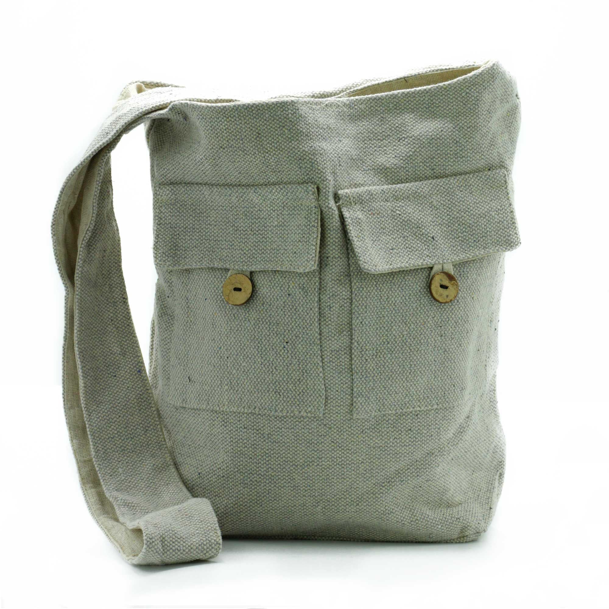 Natural Tones Large Two Pocket Bag in Stone Colour for Everyday Use