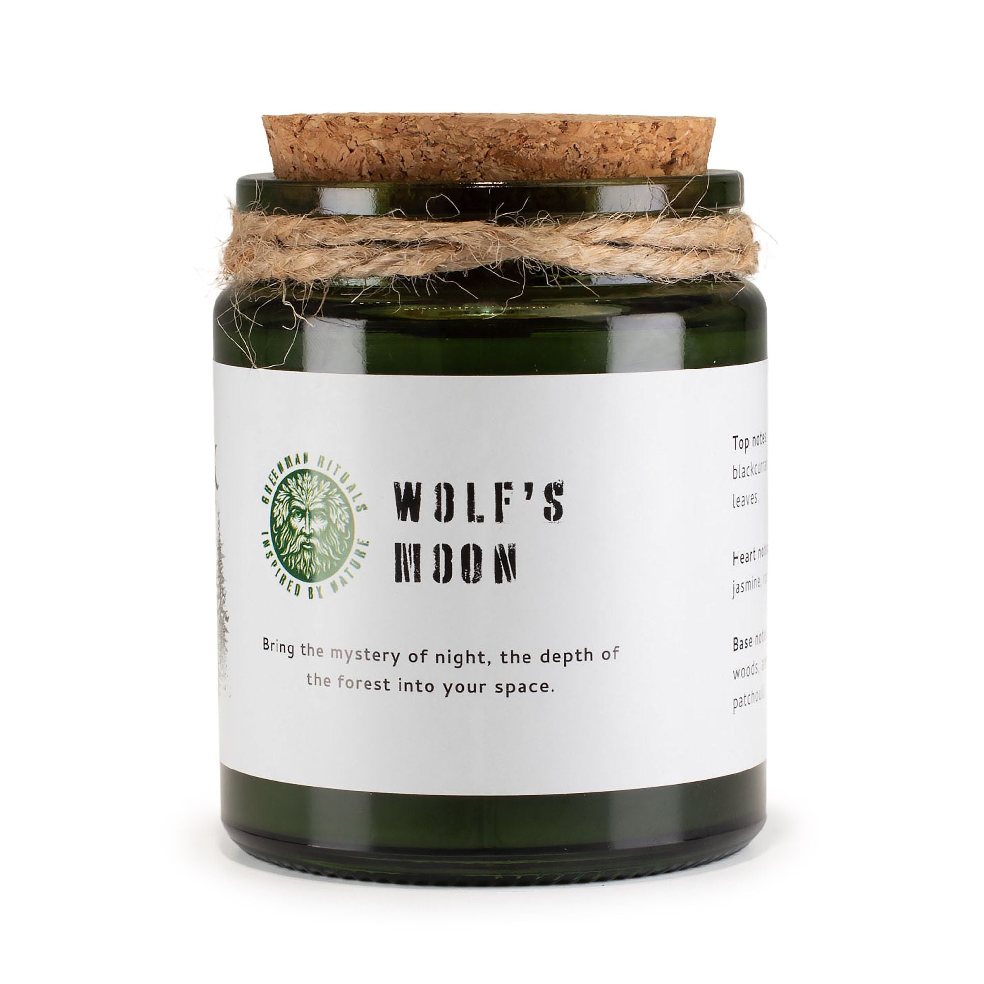 Greenman Woodwick Soy Candle Wolf's Moon in Deep Green Glass Jar