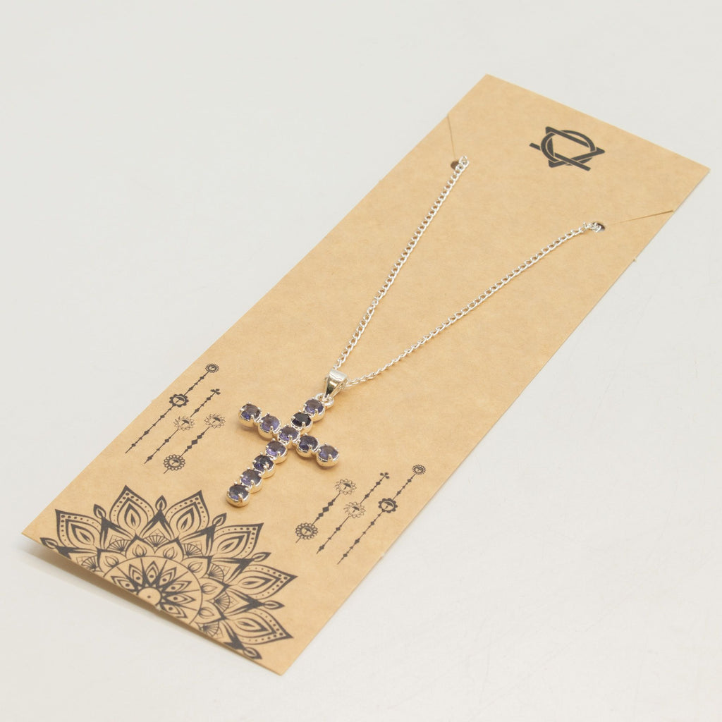 Indian Devotional Pendant with Silver Plated Ionite Crucifix