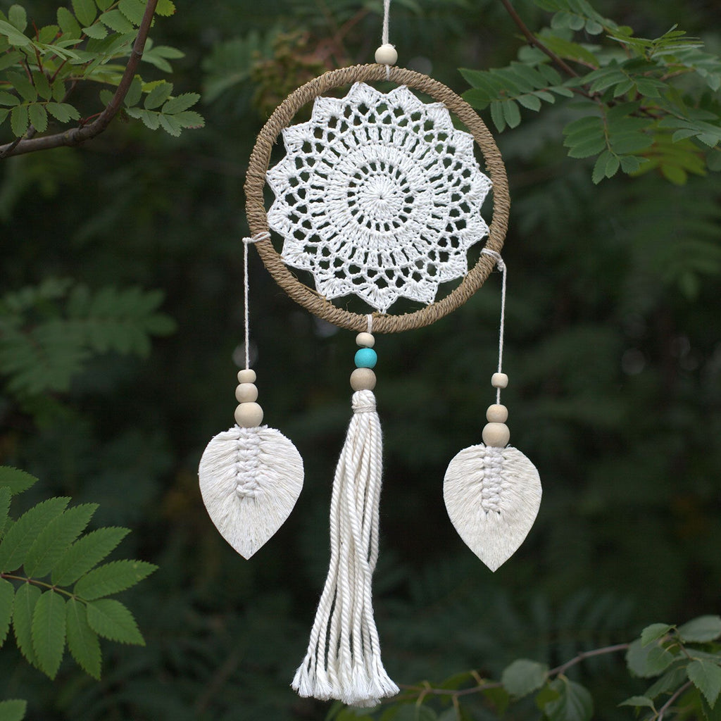 Medium Natural Dream Catcher with Elemental Spirits Design
