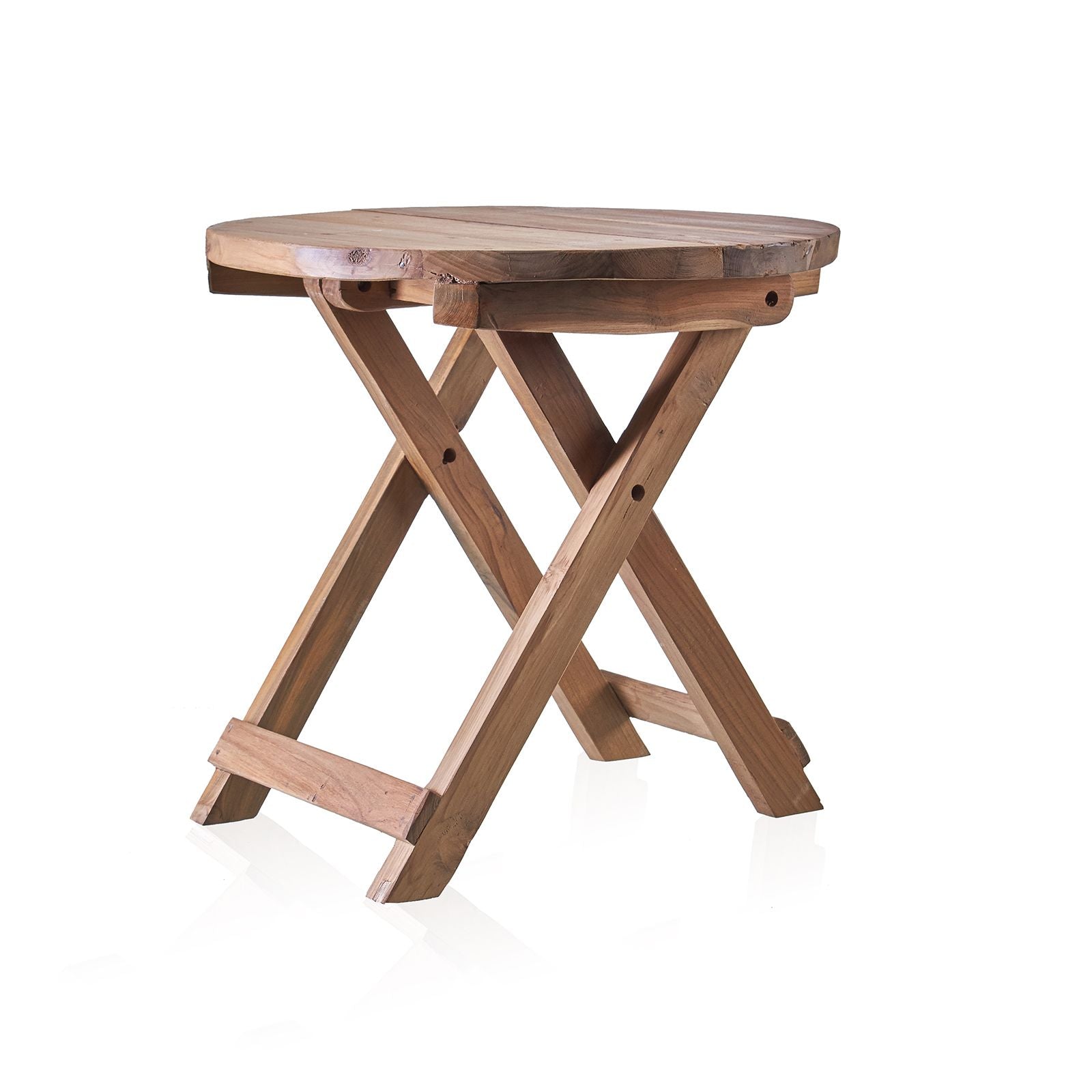 Round Folding Coffee Table 50cm Unique Recycled Wood Design Piece