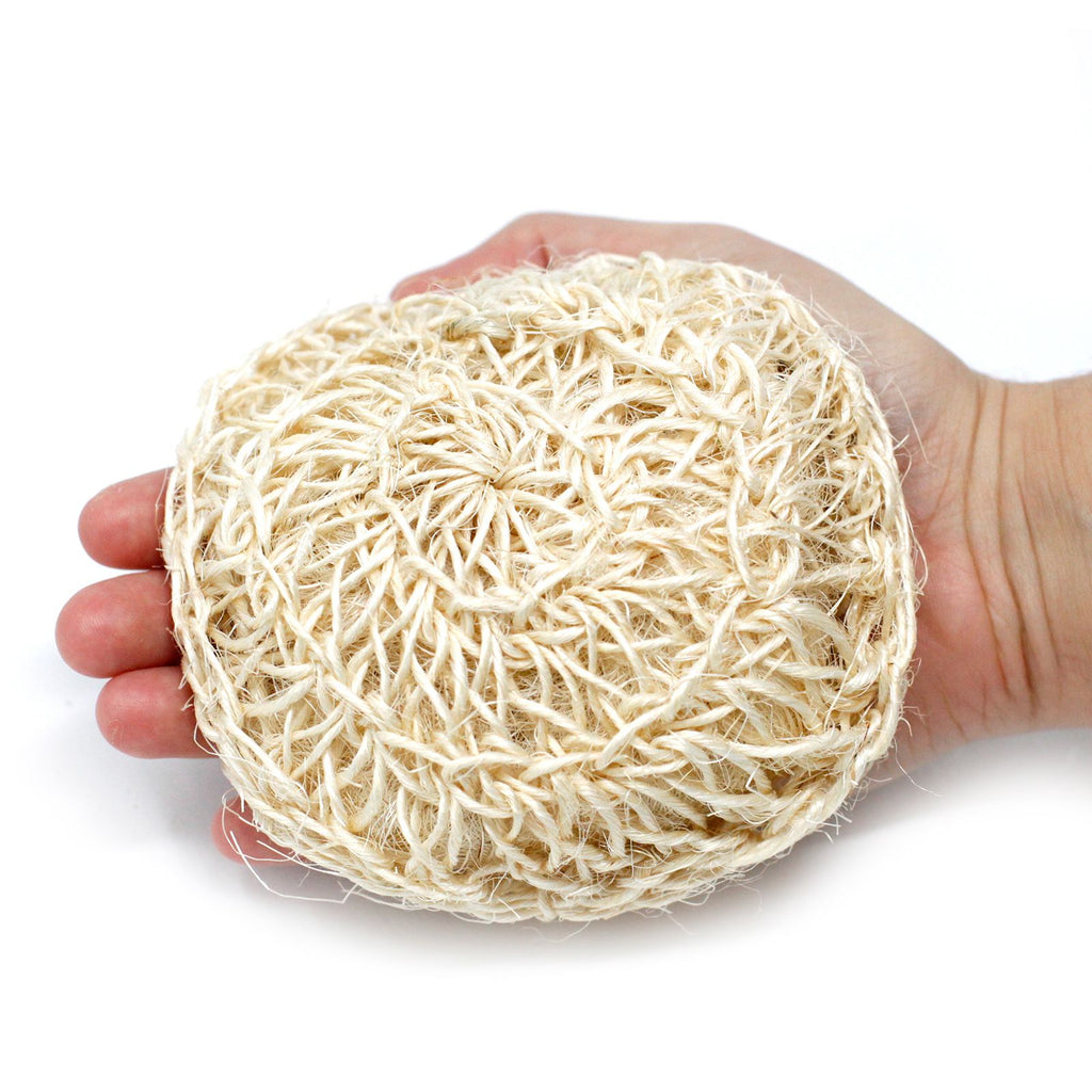 Sisal Sponge and Scrub Soft Round Exfoliating Cushion for Skin Care