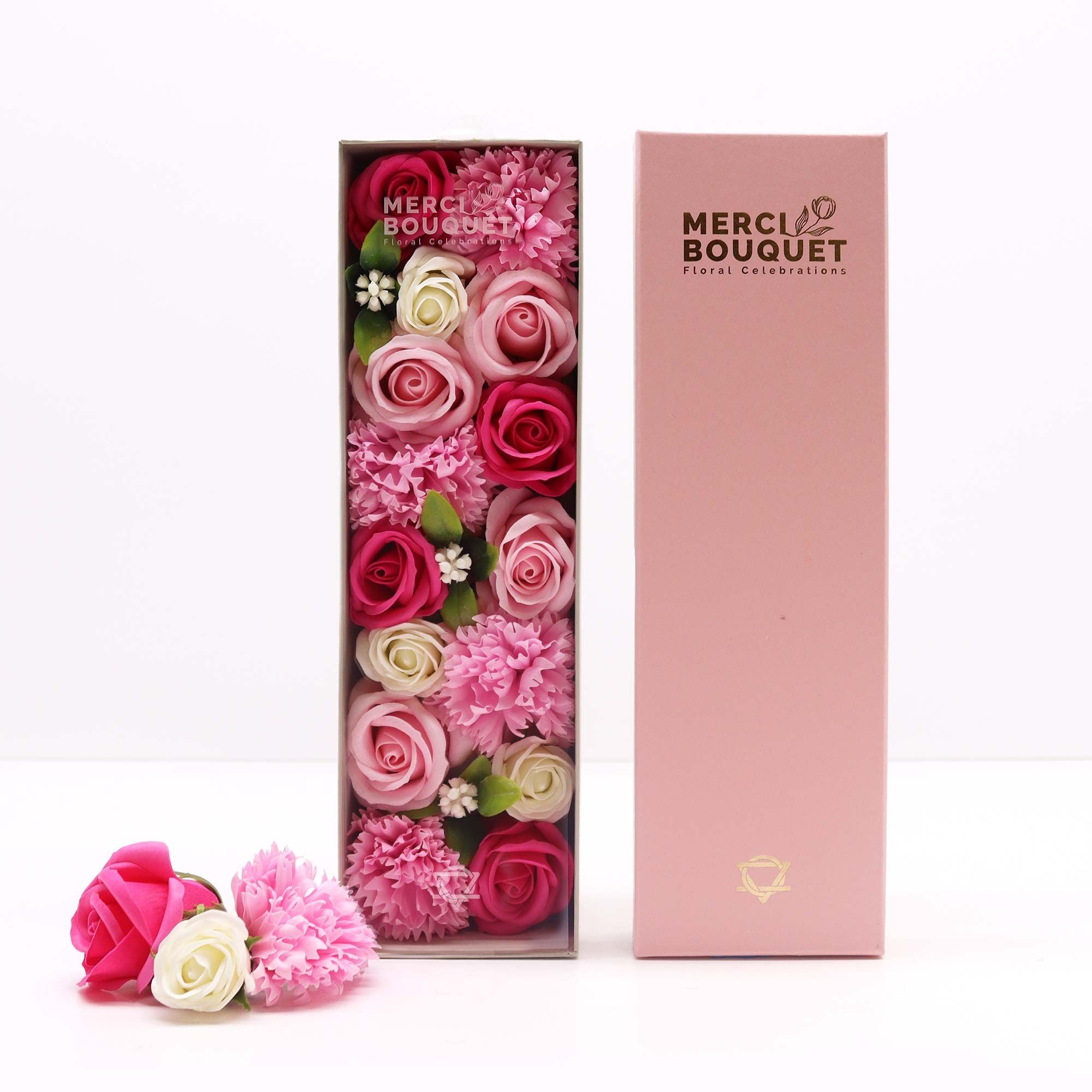 Long Box Baby Blessings Pink Soap Flowers Gift for New Arrivals