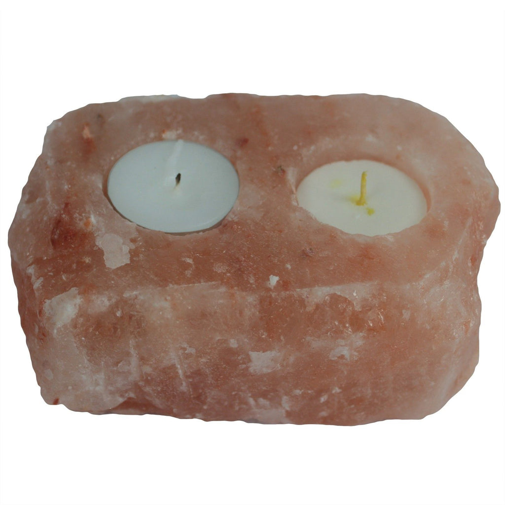 Unique Natural Himalayan Salt Candle Holder with 2 Candle Holes