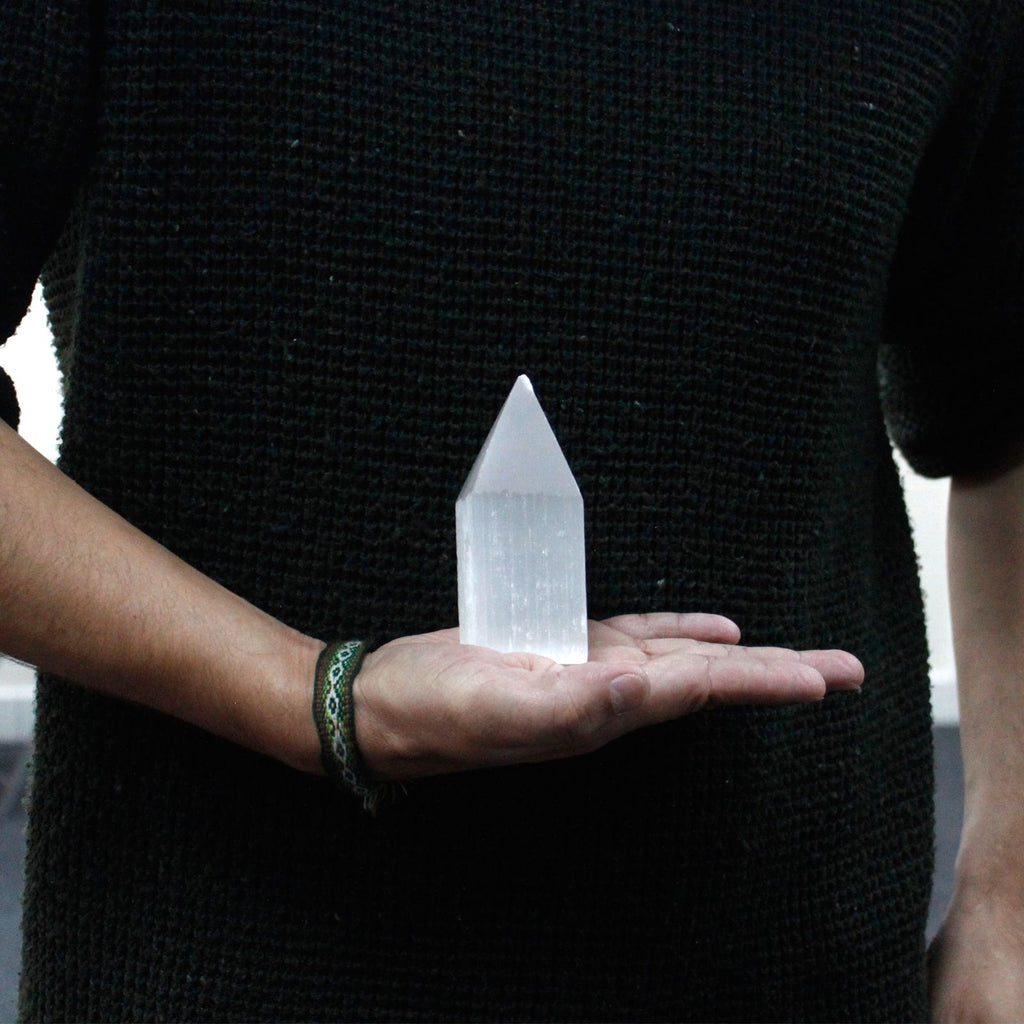 Selenite Pencil Point Tower Unique 10 cm Crystal Home Decor Piece