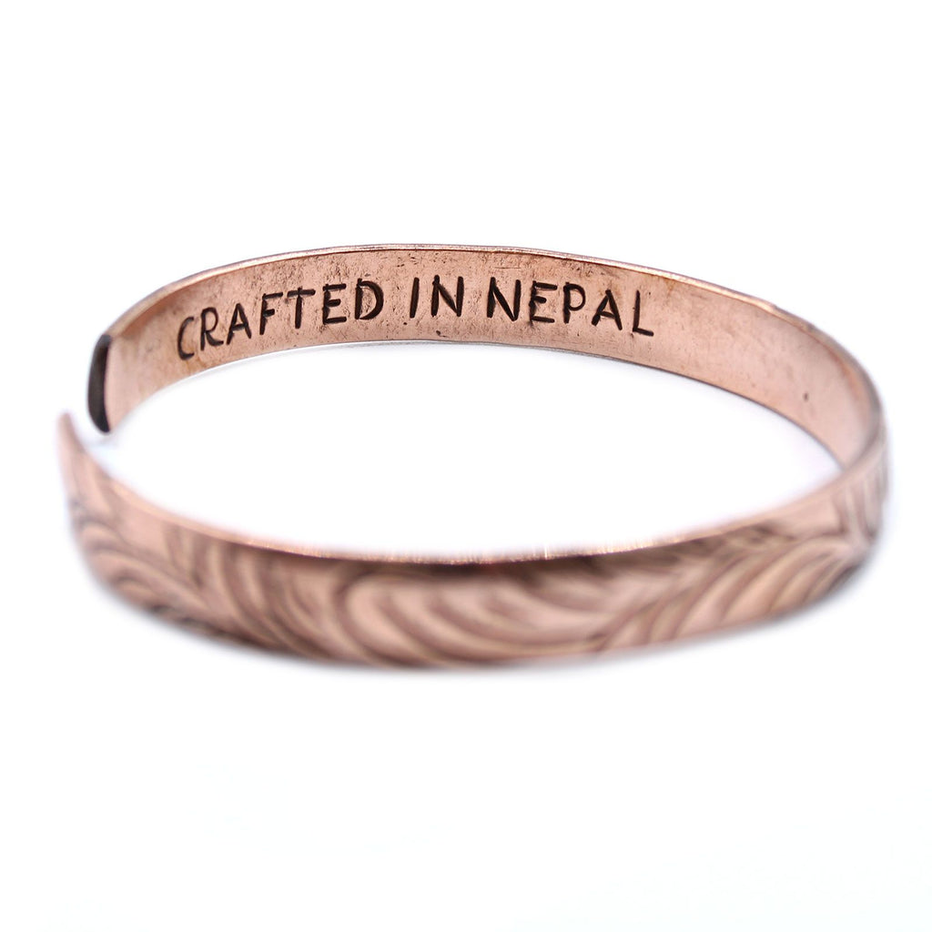 Copper Tibetan Bracelet with Slim Tribal Swirls for Unique Style