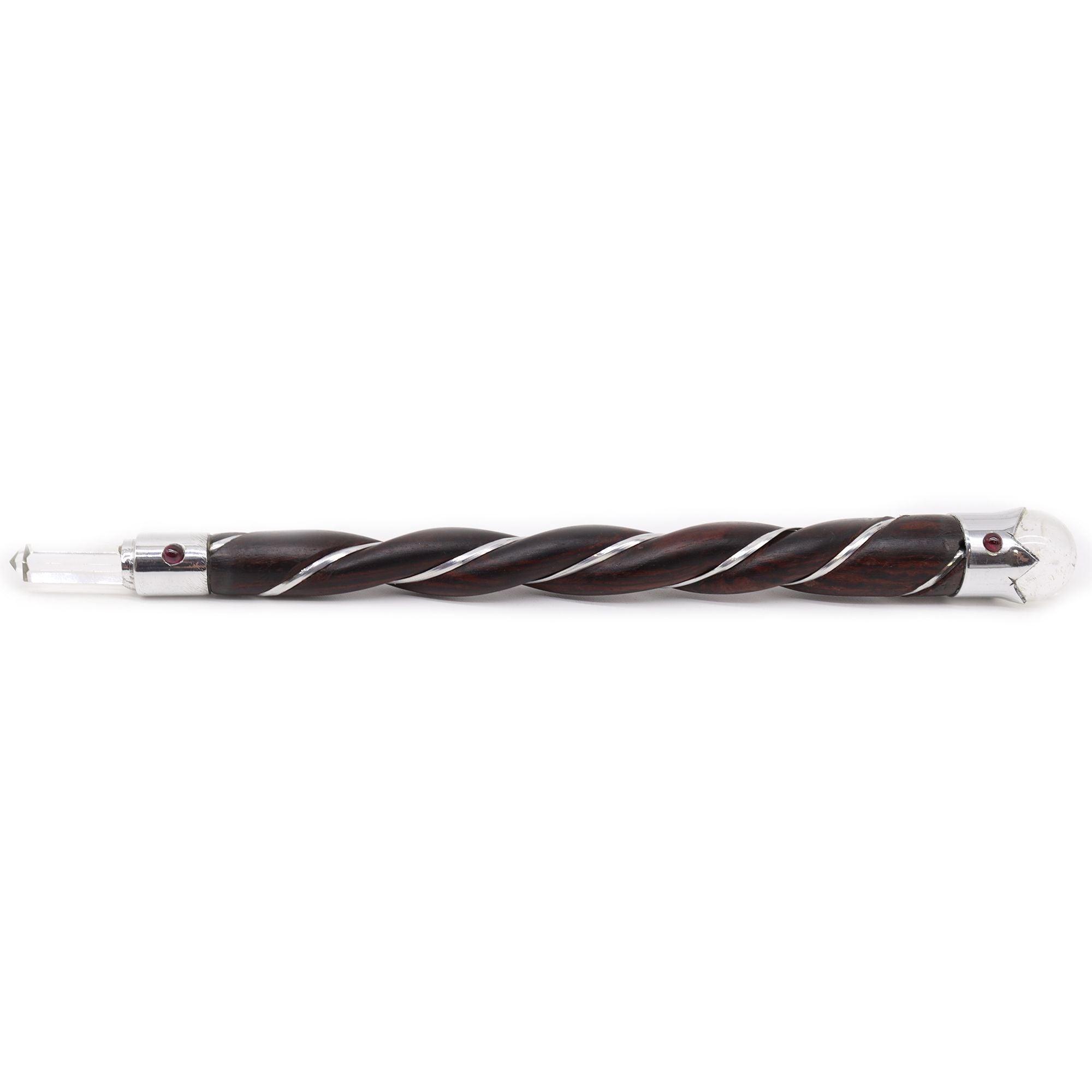 Twisted Wood and Rock Quartz Wand for Crystal Healing Display