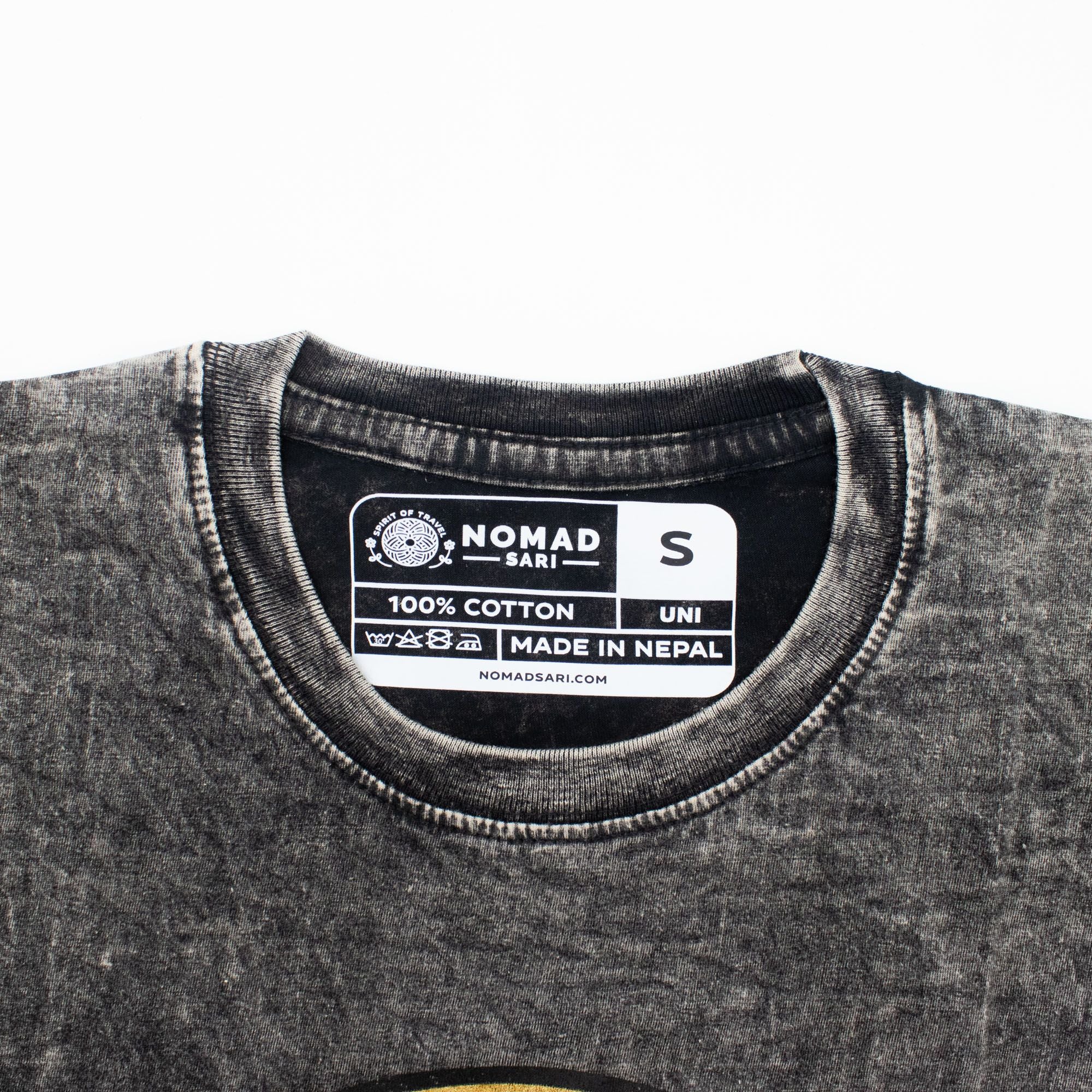 Nomad Sari Stonewashed Cotton T Shirt Rebel Charcoal Small Size