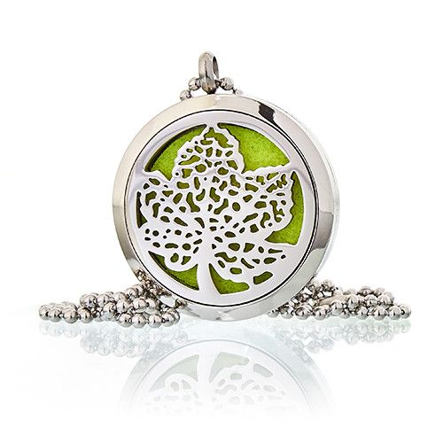 Aromatherapy Diffuser Necklace with Leaf Design 30mm Locket Style