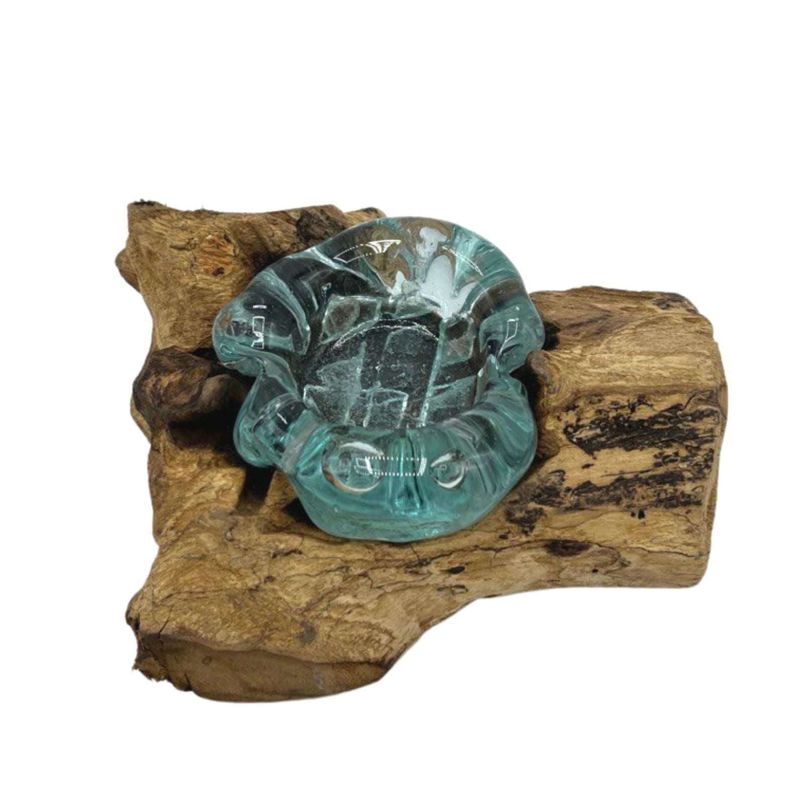 Molton Glass Candle Holder on Wood for Elegant Home Decor Style