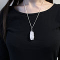 Cascade Wrapped Gemstone Necklace with Rough Opalite Design