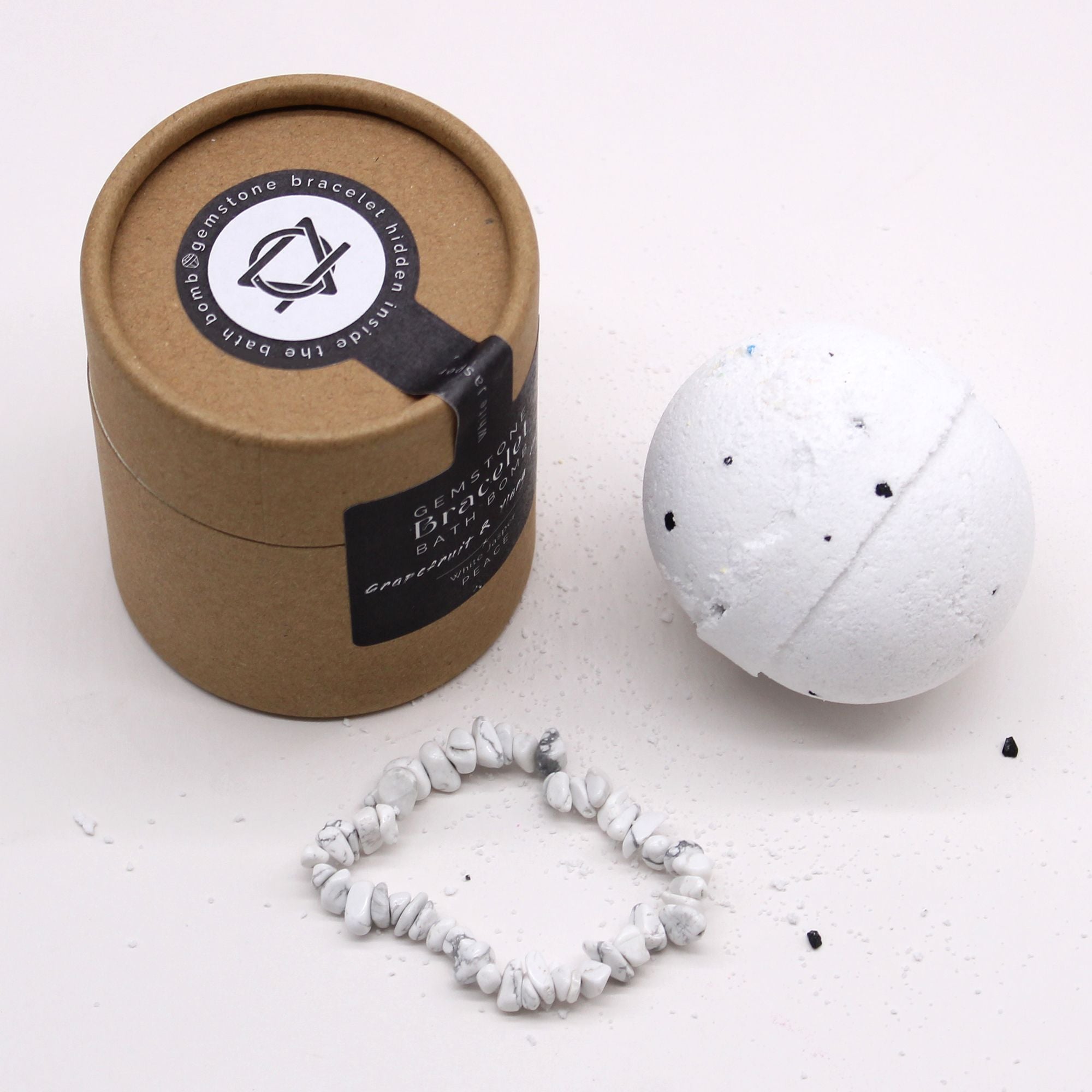 White Jasper Gem Bracelet Bath Bomb with Grapefruit & Ylang Ylang