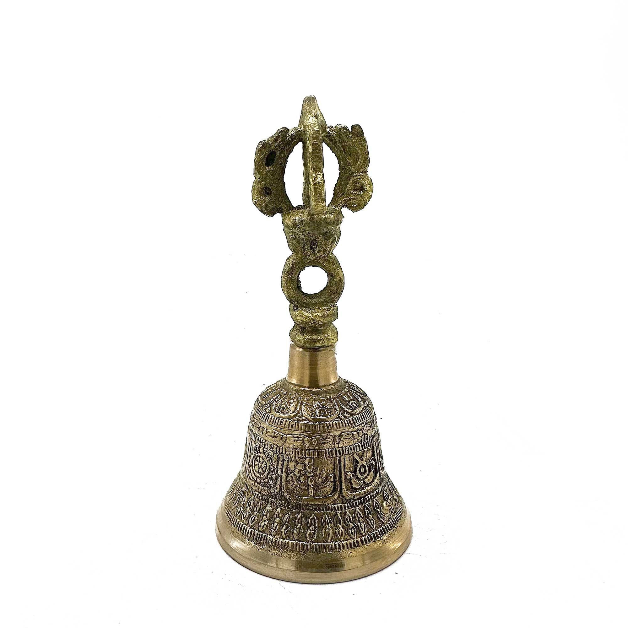 Small Tibetan Tingsha Bell with Traditional Symbols for Meditation