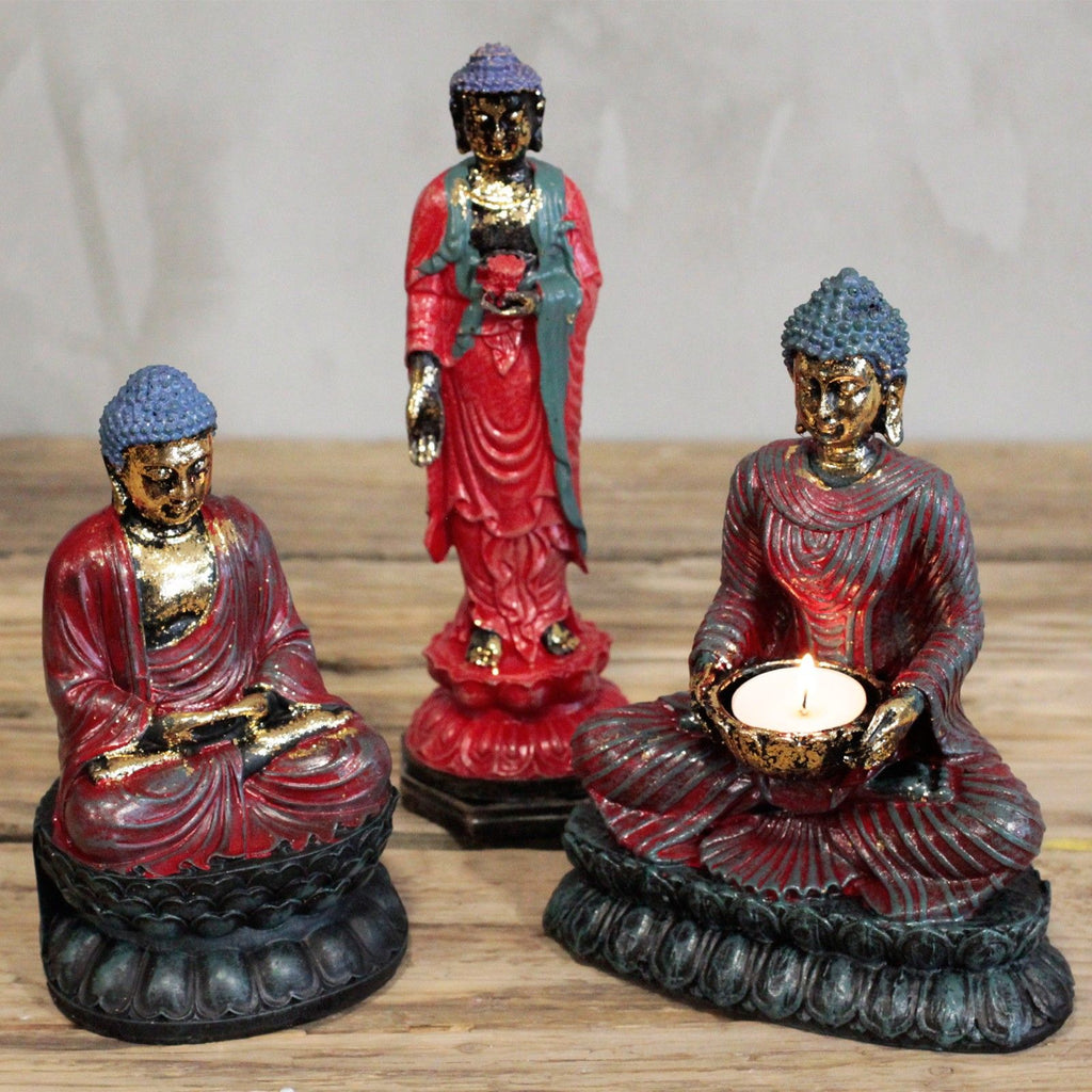 Antique Buddha Devotee Candle Holder for Tranquil Home Decor