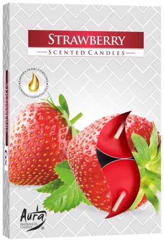 Set of 6 Strawberry Scented Tealights for Home Fragrance Enjoyment