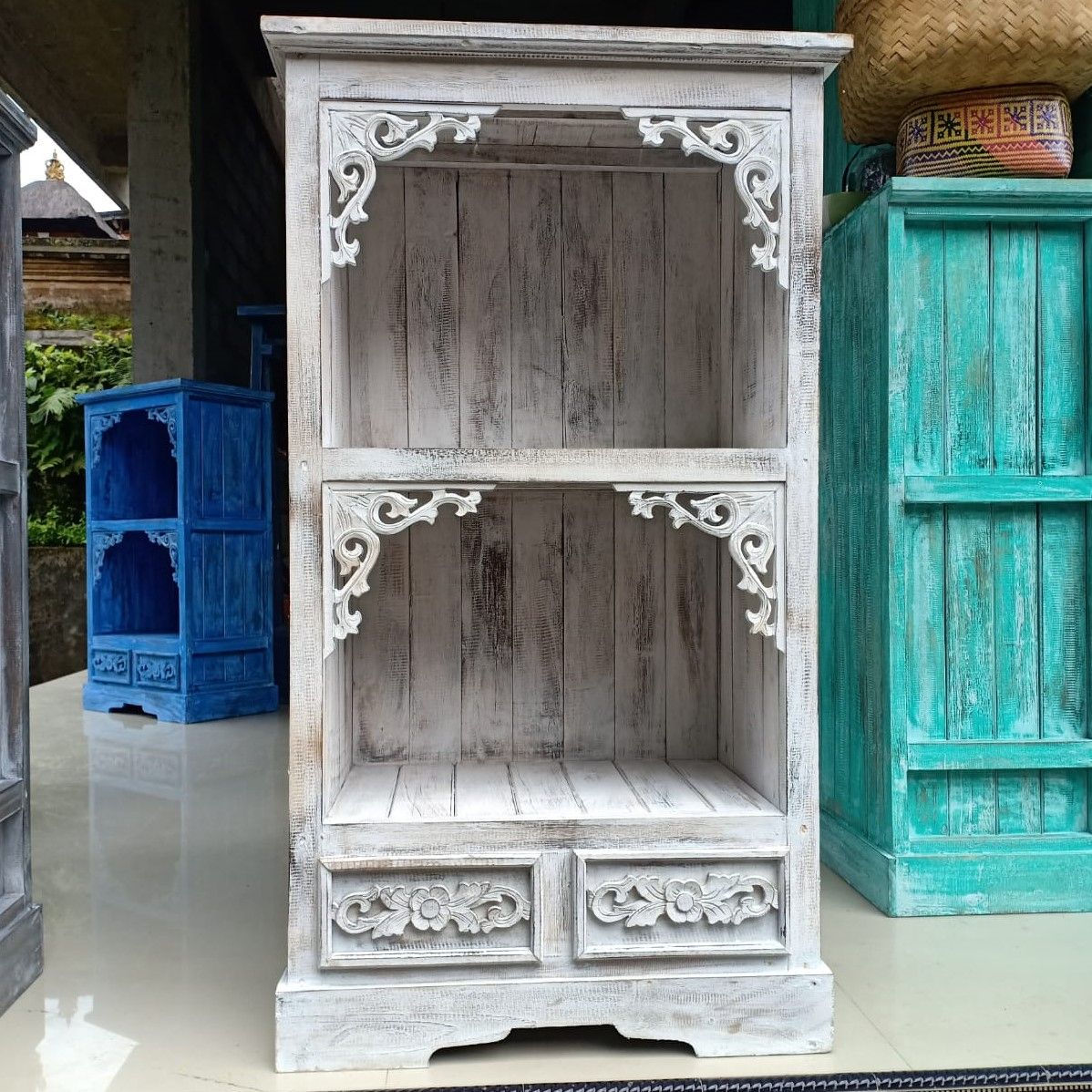 Albasia Bathroom Cabinet in Whitewash for Elegant and Stylish Storage