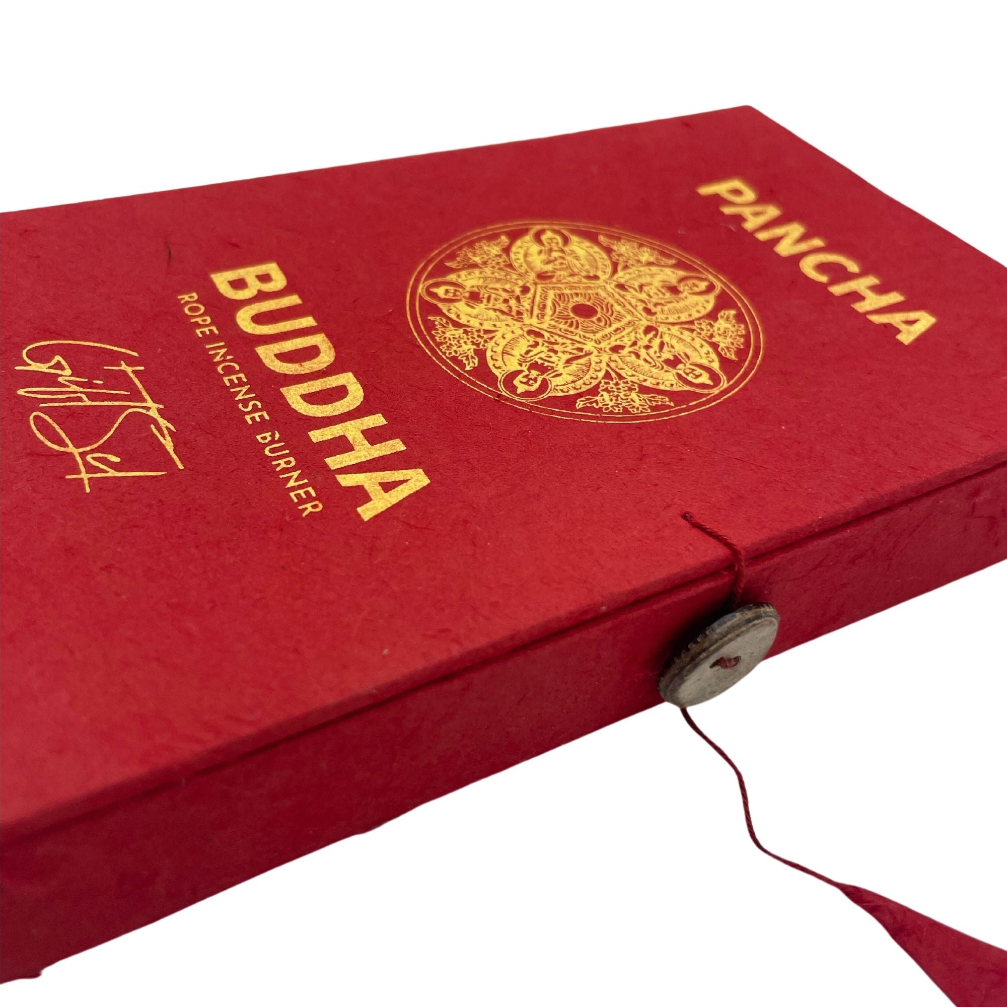 Rope Incense and Silver Plated Holder Set with Pancha Buddha Design