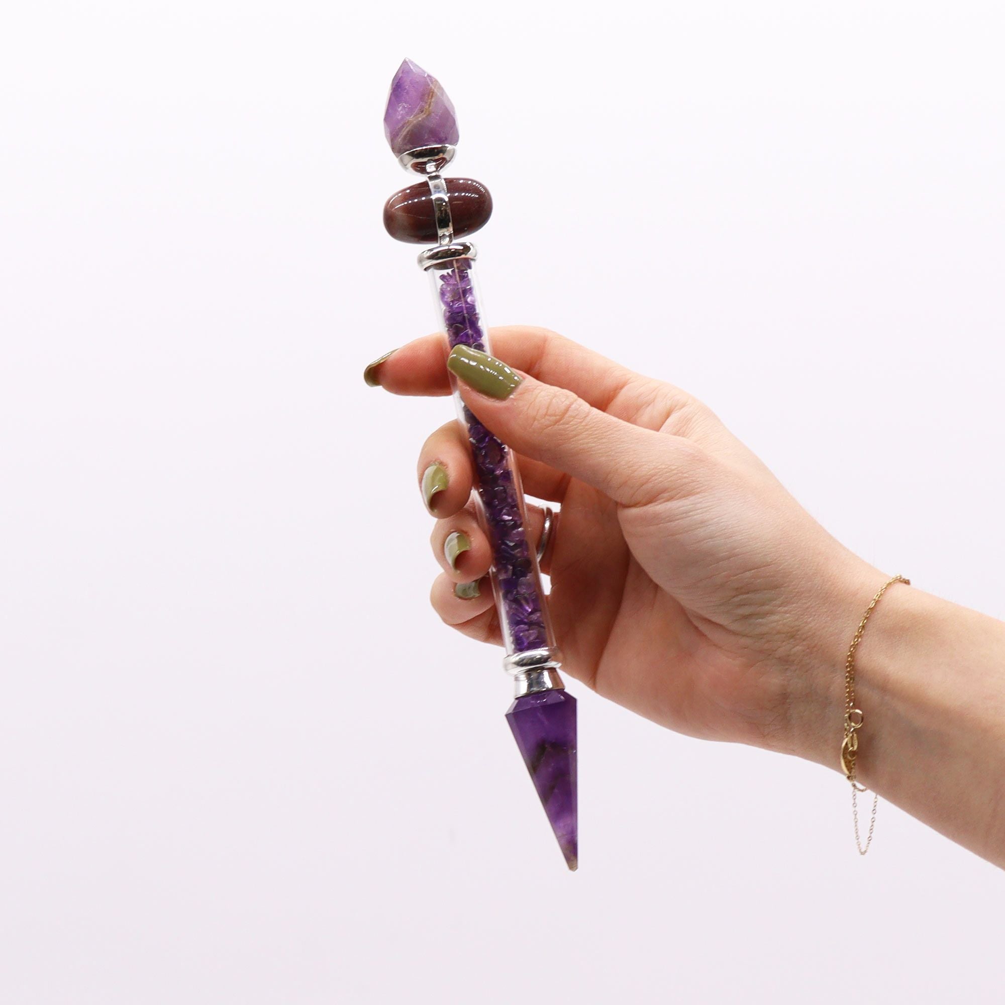 Shiva Lingam Magic Wand with Amethyst for Home Decor and Success