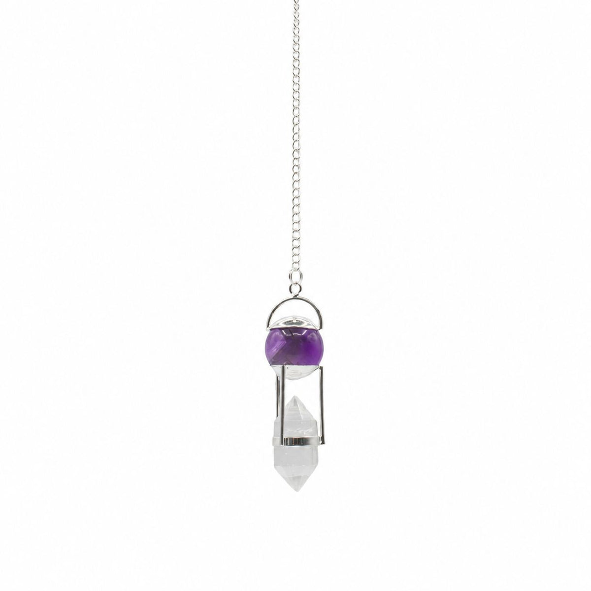 Seeker of Truth - Double Power Pendulum - Amethyst Globe - Clear Quartz Double Terminated