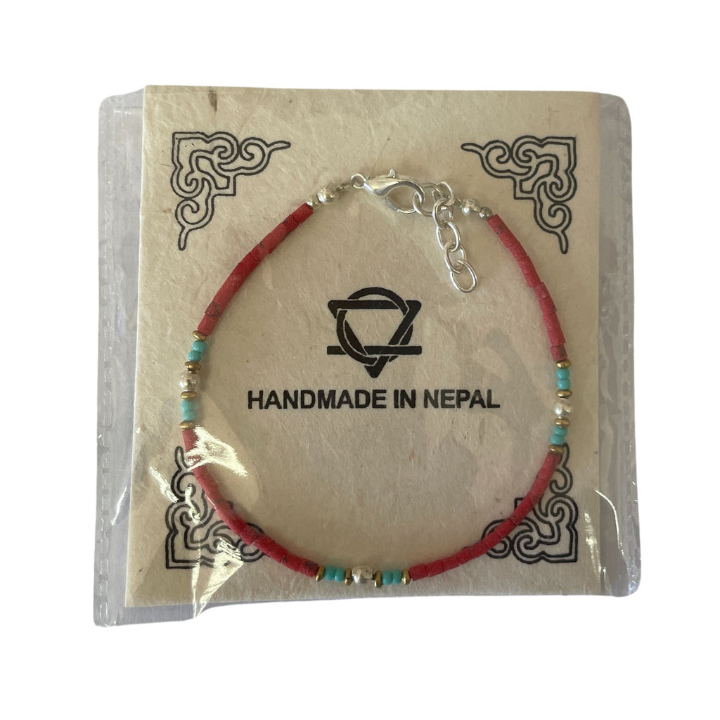 Nepalese Extra Fine Gem Bracelet with Coral Tribal Beads