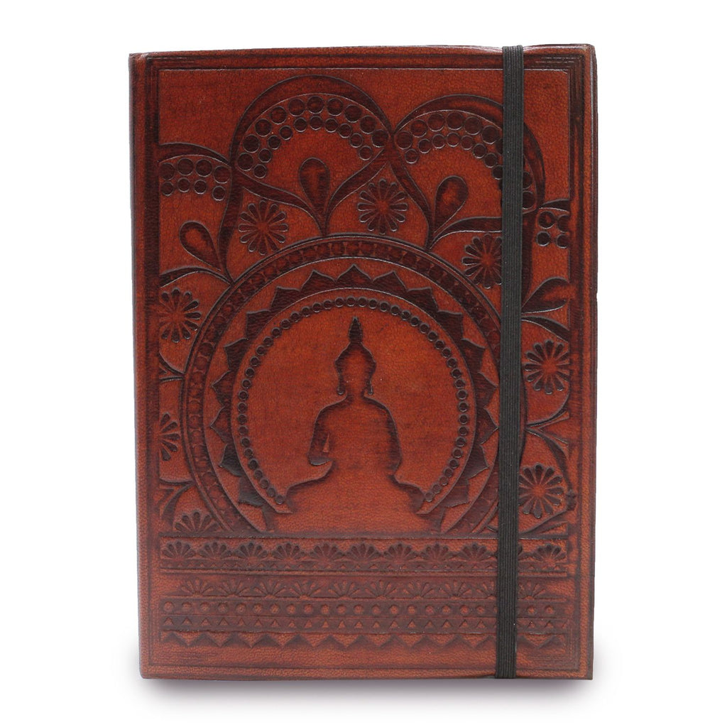 Small Notebook with Strap Featuring Tibetan Mandala Design